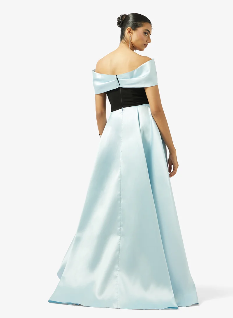 Akadia Fashion RIBBON BUST EXTENDED TAIL TAFFETA DRESS